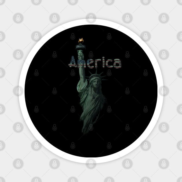 Patriotic, Statue of Liberty, USA Flag Magnet by KZK101